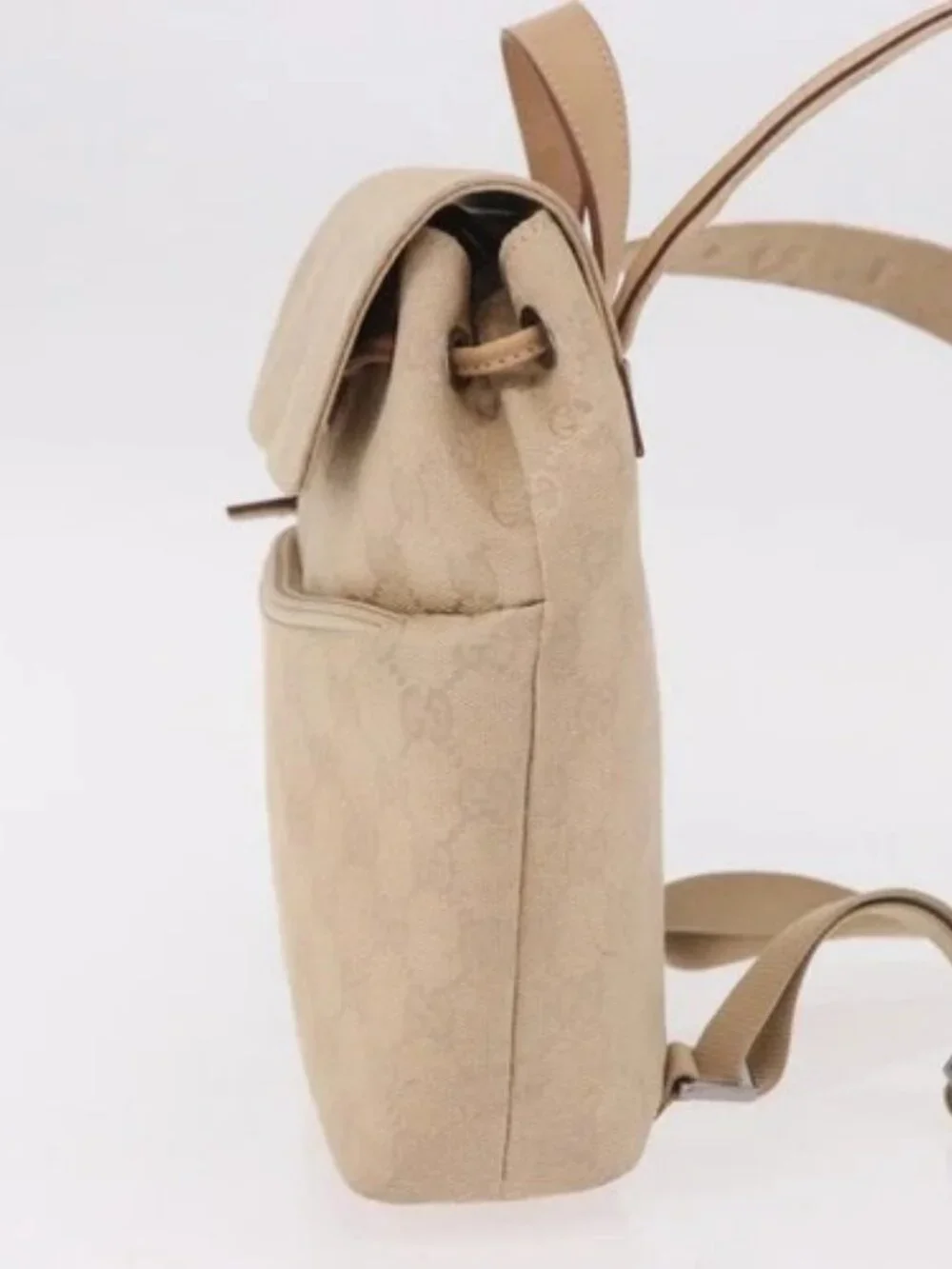 GUCCI GG Canvas Backpack Beige Silver 003 0242 Auth 189357A